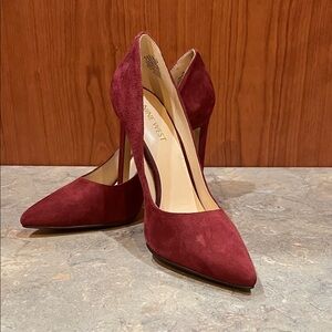 Nine West Deep Red Suede Heels